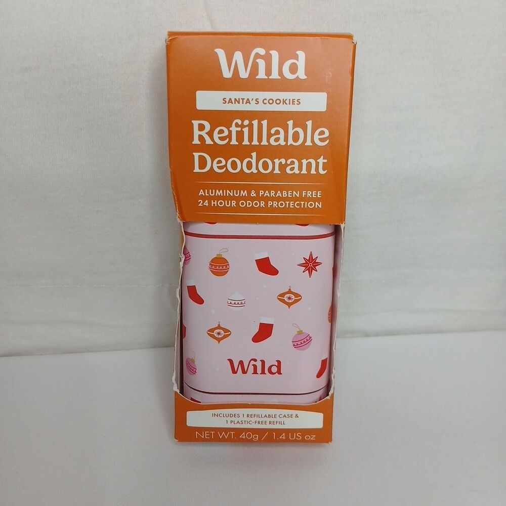 Wild Cosmetics Aluminum-Free Case And Refill Pink Stocking Case, Santa’s Cookies